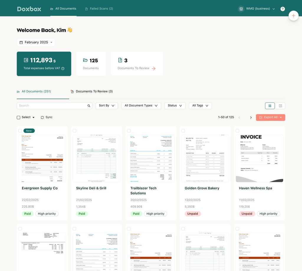 DoxBox accounting document workflow and export
